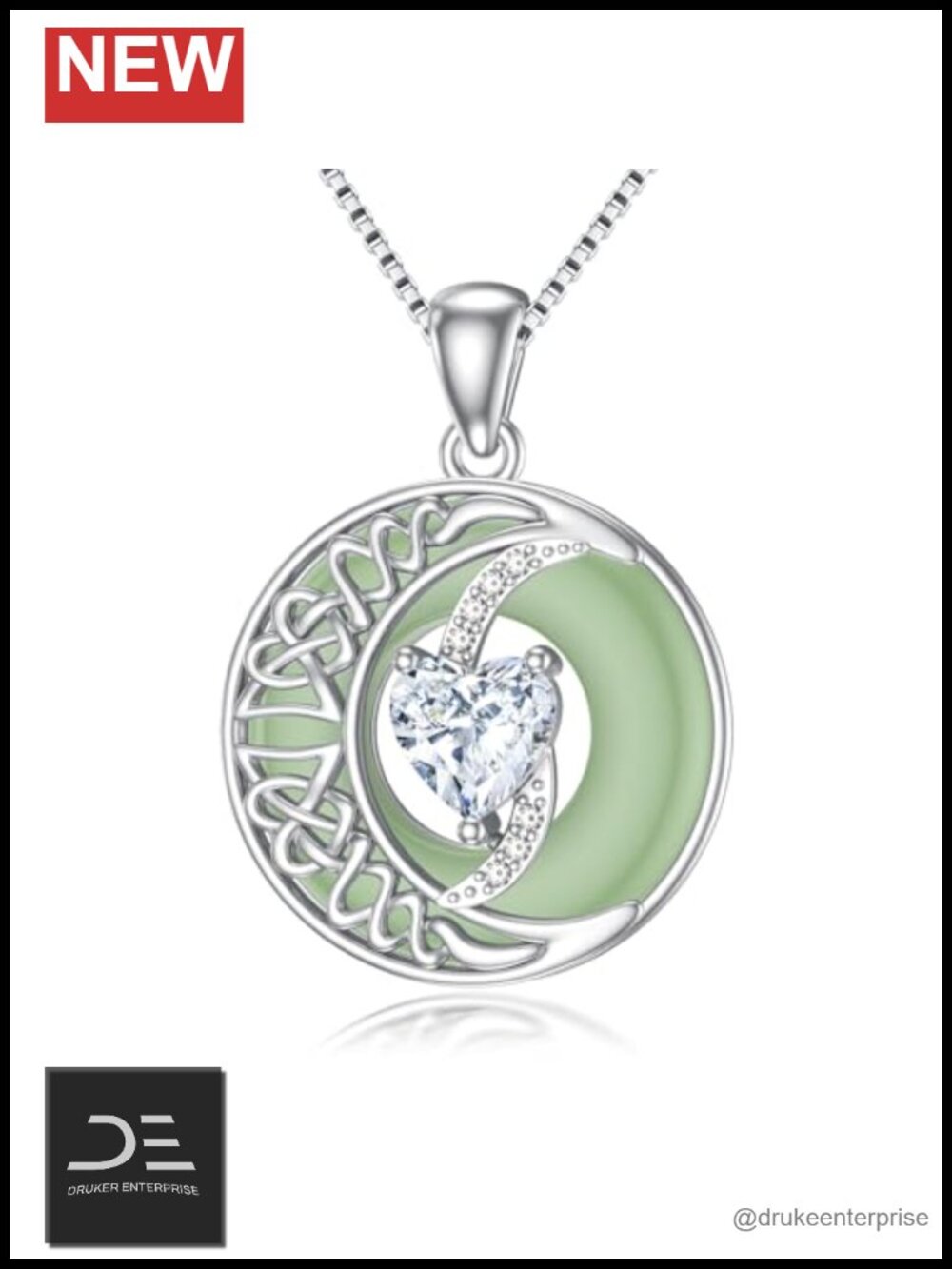 925 Sterling Silver Jade Necklace - Handcrafted Pendant